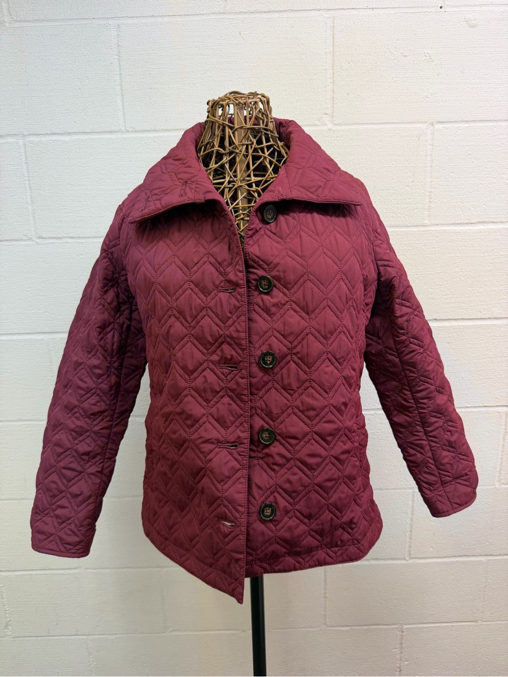 Lands' End Quilted Wine Puff Jacket